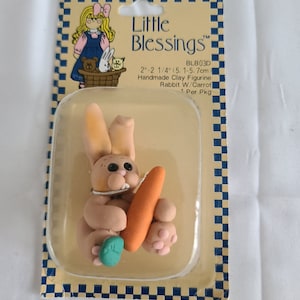1994 Suzi Little Blessings Handmade Figure - Rabbit with Carrot