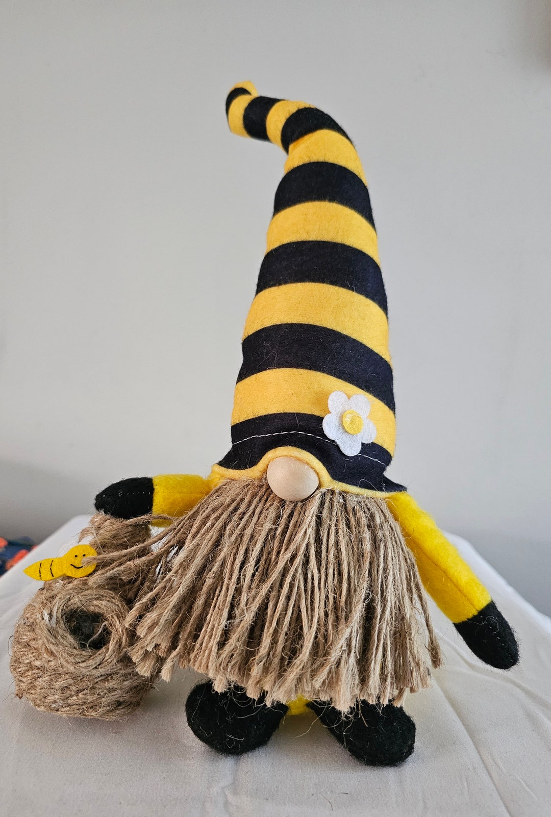 12" Bee Gnome - Yellow and Black - Scandinavian Style - Etsy