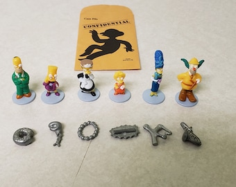 Clue Simpsons Edition Board Game Replacement Envelope, Pawns and Pewter Weapons