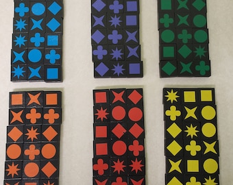 Lot of 6 ORANGE QWIRKLE Game Tiles Replacement Part Pieces Set ONE OF EACH SHAPE 