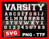 Varsity font svg, College font svg, Sport font svg, Baseball font svg, Varsity alphabet svg, Fonts cut files, Font for Cricut Silhouette.