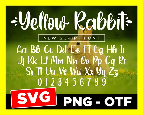 Cursive font svg Yellow Rabbit font svg Digital font | Etsy