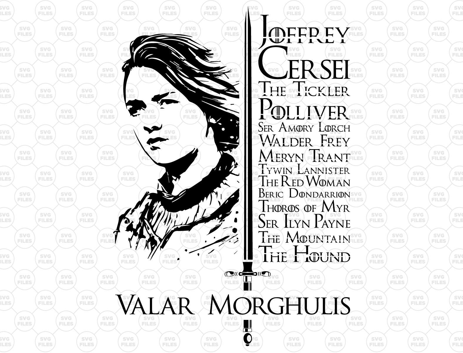 Arya Stark Svg Clipart Silhouette Stencil Files For Cricut | Etsy