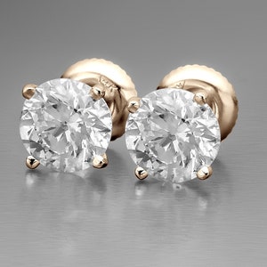 Classic 2 Carat 14k Solid White Gold Lab Created Diamond Studs Certified Authentic D VS2  Diamonds | Round Solitaire Bridal Earrings