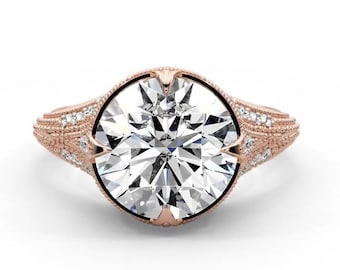 IGI Certified 5.50 CT Lab Grown Diamond Engagement Ring: 14k Rose Gold