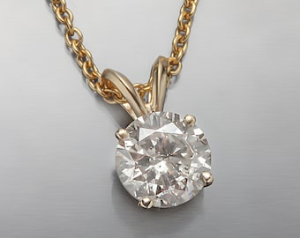 1.50 carat Diamond Pendant Necklace for Women in Yellow Gold 14K
