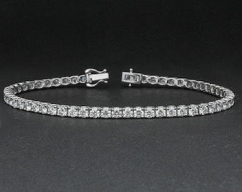 4.0 Carat Lab Grown Diamond Tennis Bracelet: 14k White Gold