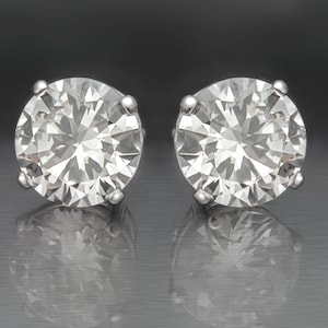 1 Carat Stud Earrings Certified Solitaire Diamond for Women in 14k White Gold