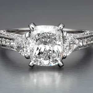 3.30 ct FVS2 Cushion Cut Natural Diamond Engagement Ring 14K White Gold