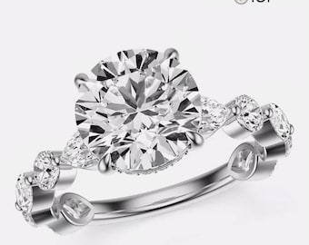 IGI Certified 3.13 CT Round Cut Lab Grown Diamond Ring, 14k White Gold