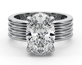 IGI Certified 3.30 CT F VS1 Oval Cut Lab Grown Diamond Engagement Ring 14k White Gold, 18k White Gold and Platinum