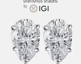 IGI Certified 3.00 CT F VS1 Lab Grown Diamond Stud Earrings: 14k White Gold