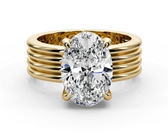 IGI Certified 3.30CT E VS1 Round Cut Lab Grown Diamond Engagement Ring Yellow Gold