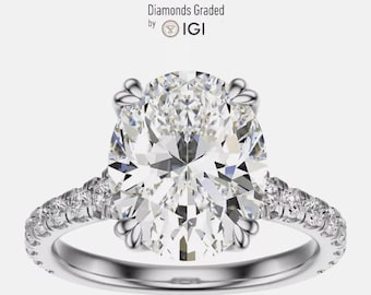 IGI Certified 2.40 Carat Oval Lab Grown Diamond Ring, 14k White Gold