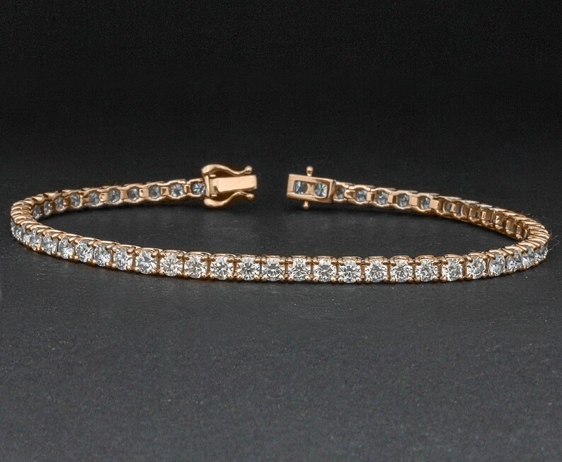 7 Carat Diamond Tennis Bracelet for Women 14k Rose Gold EF Etsy