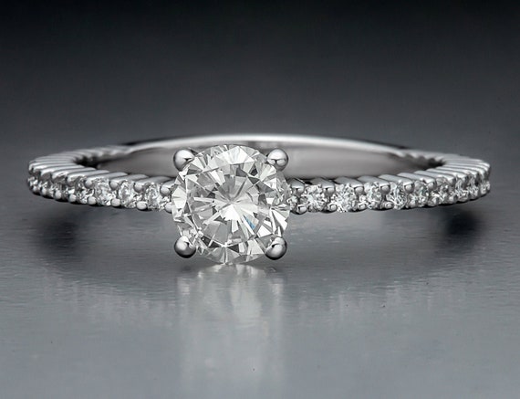 1.00 Carat Round Cut Diamond Engagement Ring 14K White Gold G Color VS2-SI1 Clarity