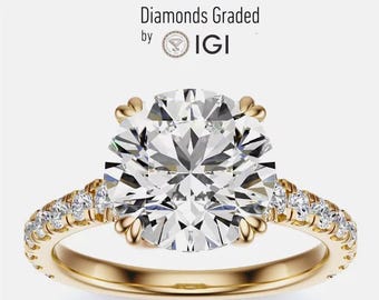 IGI Certified 2.40 Carat Lab Grown Diamond Ring: 14k/18k Yellow Gold, F VS2