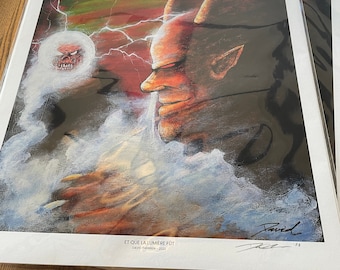 Very LIMITED reproduction (3) of an original painting "And there was light", signed and numbered by the artist David Therrien.