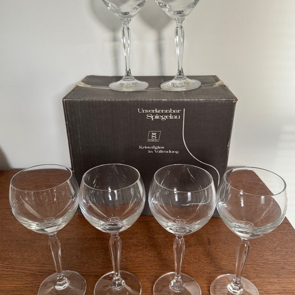 Vintage Spiegelau Kristallglas Faceted Crystal Stemware Wine Glasses