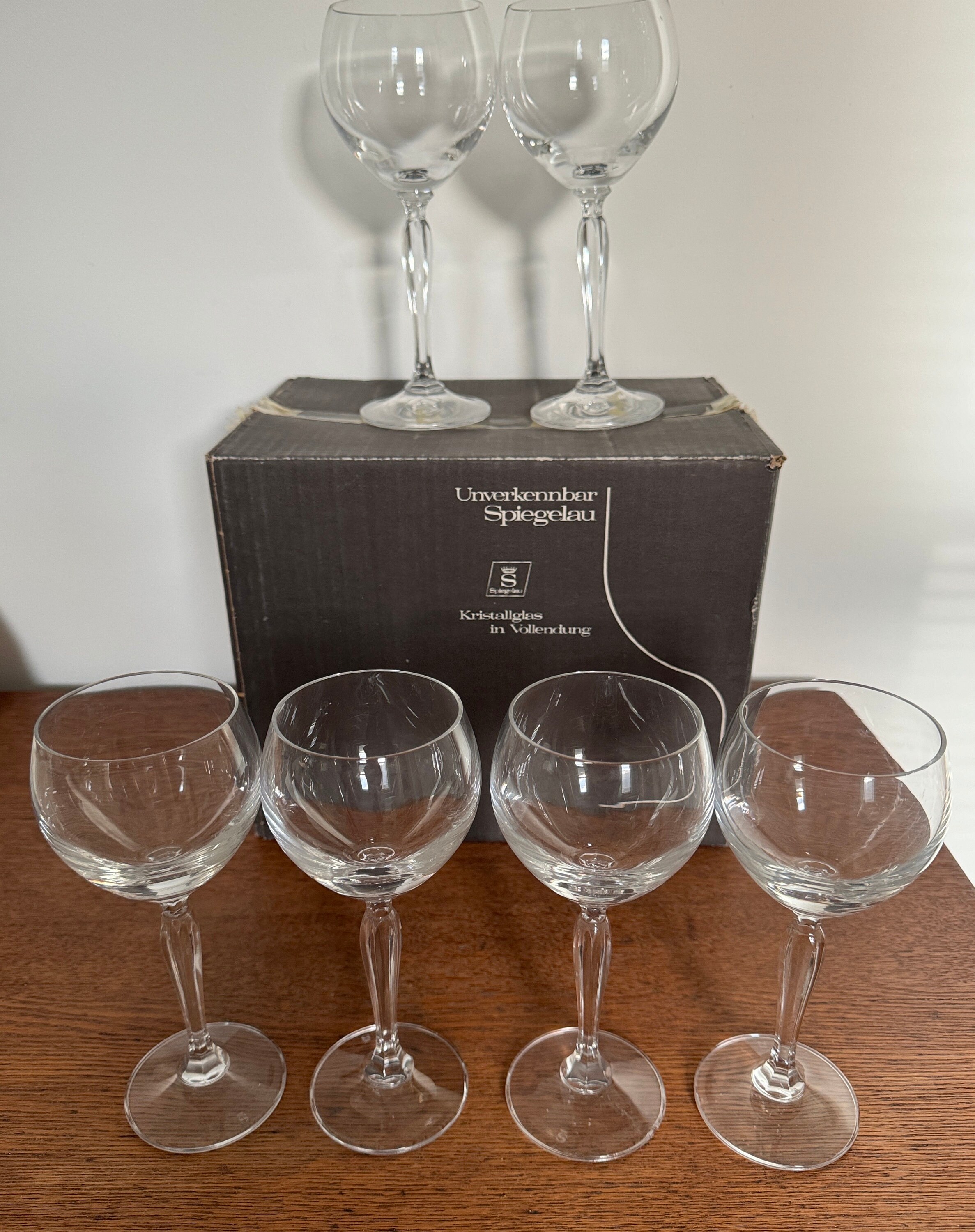 Vintage Spiegelau Crystal Wine Glasses: Faceted Stem, German Stemware