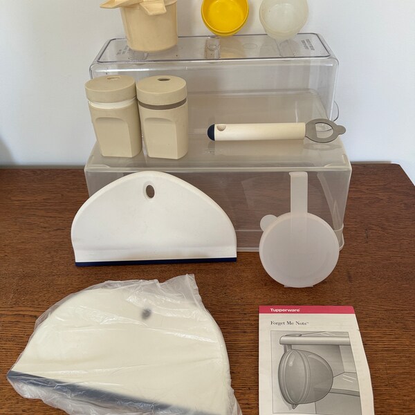 Tupperware Vintage Measuring Cups, Forget Me Not Refrigerator Onion Keeper or Salt & Pepper Shakers or Bottle Opener