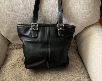 Vintage Coach Black Leather Business Tote 7757 - Etsy