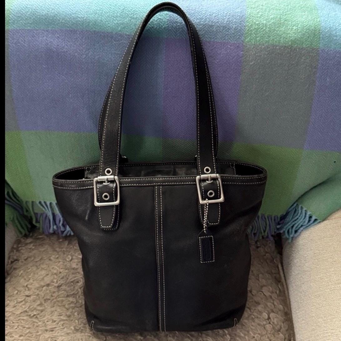 Coach Vintage Hamptons Black Leather Hobo Tote (D043-9572) Bag
