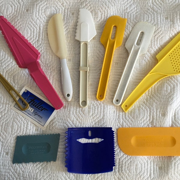 Tupperware Vintage Spreader Scraper Spatula Pie Cake Server or Wilton Scraper or Fuller Brush Spatula or Rubbermaid Pot Strainer