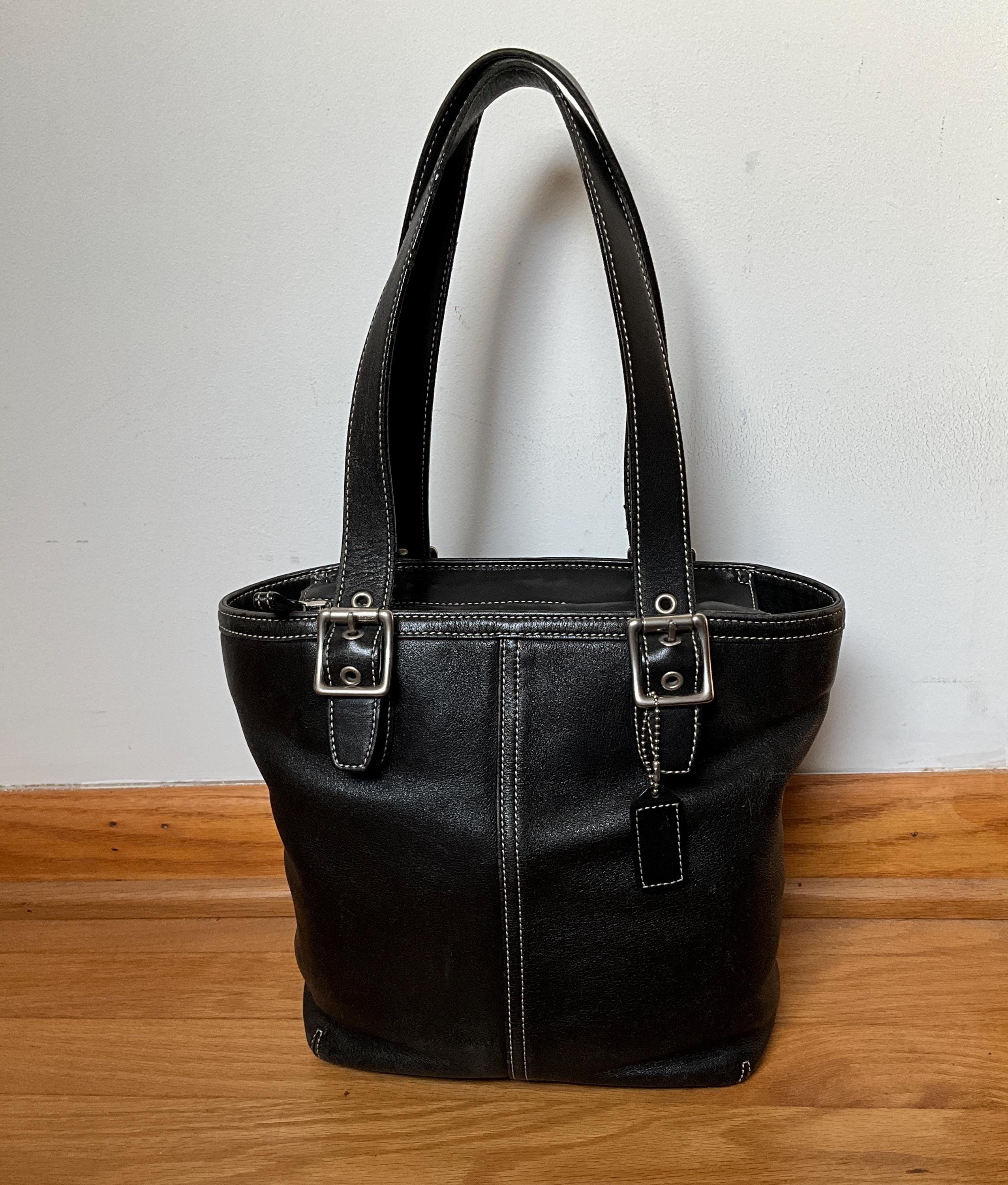Coach Vintage Hamptons Black Leather Hobo Tote (D043-9572) Bag