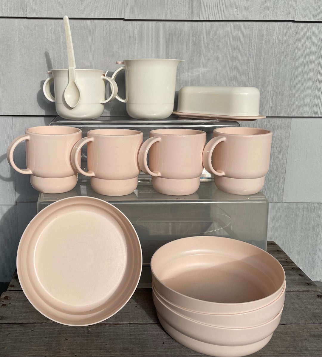 Tupperware Vintage 90stabletop Ivory Rose Pink Cereal Bowls Etsy