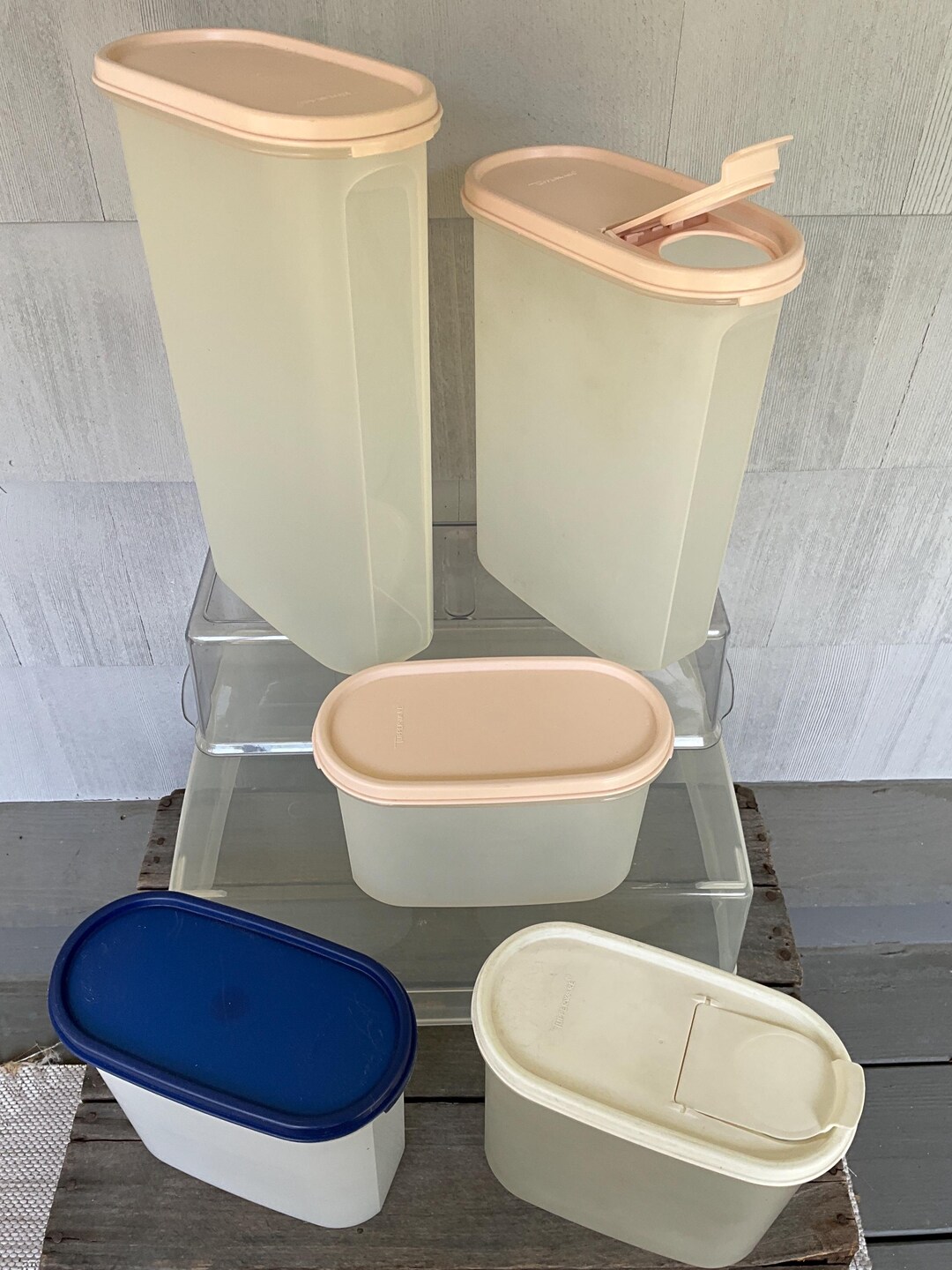Tupperware Sticks Vintage Tupperware Modular Mates Oval Containers Ivory Rose Pink, Blue ...