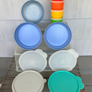 Vintage Tupperware Primary Color Snack Cups or Blue Cereal Bowls or Wonder Bowls and Seals