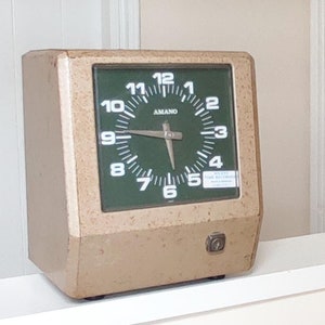 60's Vintage Amano Clocking Machine - 6300 Series Japan - Employee Punch Card Mechanical Time Clock MCM Industrial Workplace Time Recorder
