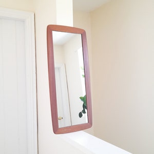 70&#39;s Mid Century Modern Teak Framed Wall Mirror - Portrait or Landscape - Danish Scandi Vintage Mirror - Wood Back w/ Fixings 30.5x13.5&quot;