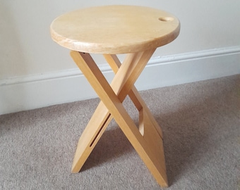 80's Iconic Vintage Wooden Folding Suzy Stool - Adrian Reed Design - Princes Design Works - Mid Century Modern Beech Wood Chair - Folds Flat