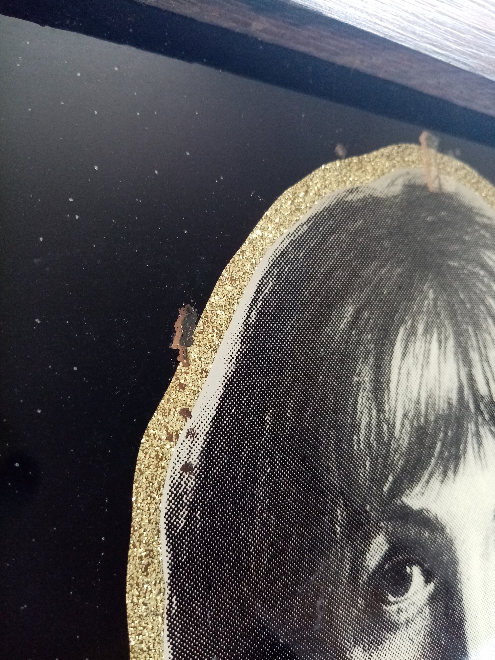 60s Beatles Glass Picture Black Background with Gold Glitter | Etsy