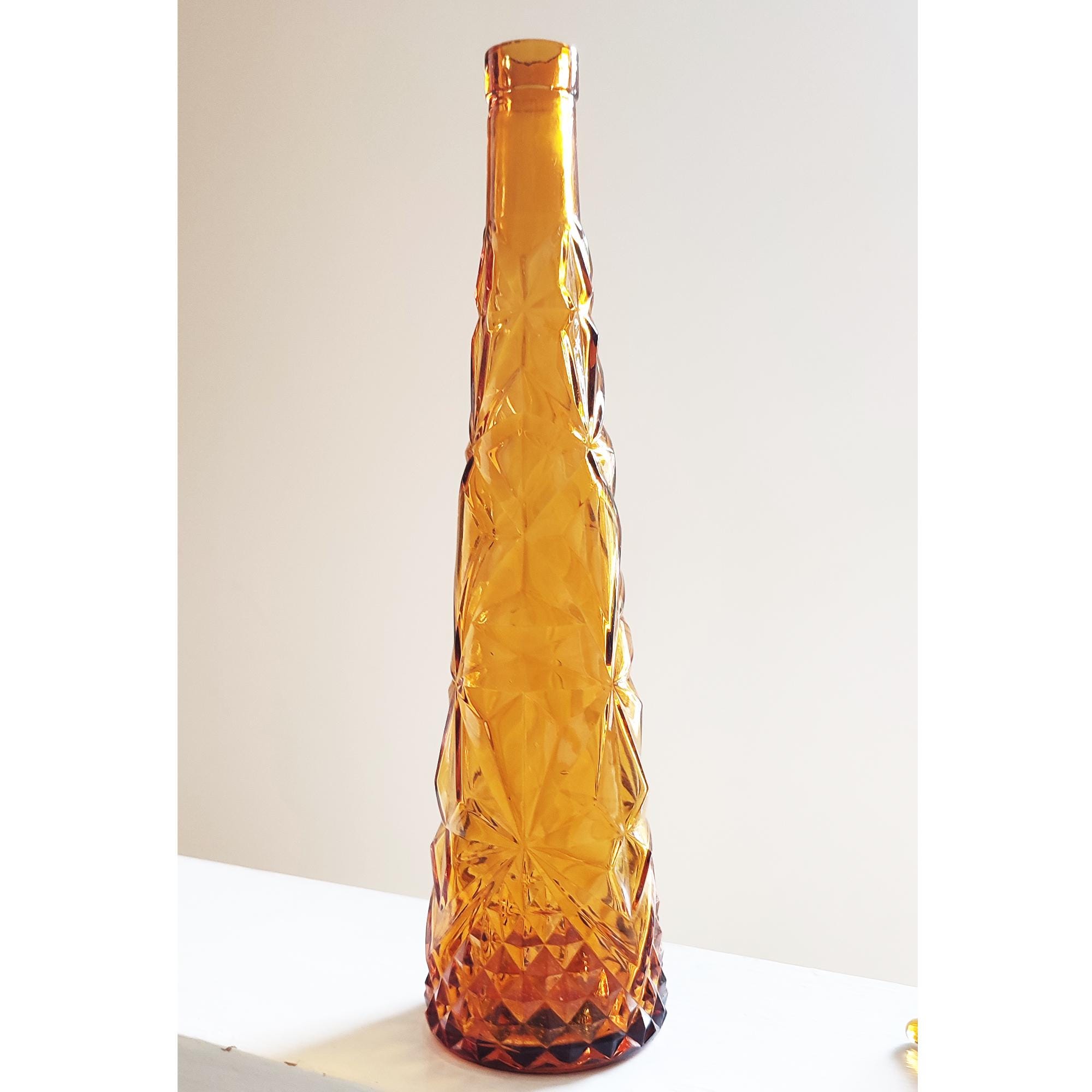 ヴィンテージアンバーガラスボトル エンポリ ジーニーボトル ヴィンテージイタリアンアンバーアートガラス製ジーニーボトル花瓶