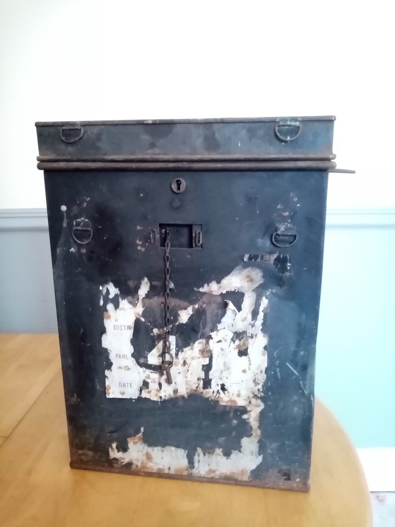 50s/60s Antique Ballot Box W/key Large Black Metal Etsy UK