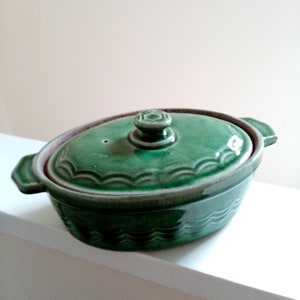 30&#39;s Vintage Bourne Denby Epic Lidded Tureen / Casserole / Game Pie Dish - Sage Green - 9.5&quot; Stoneware - Derby England Vintage Kitchenware