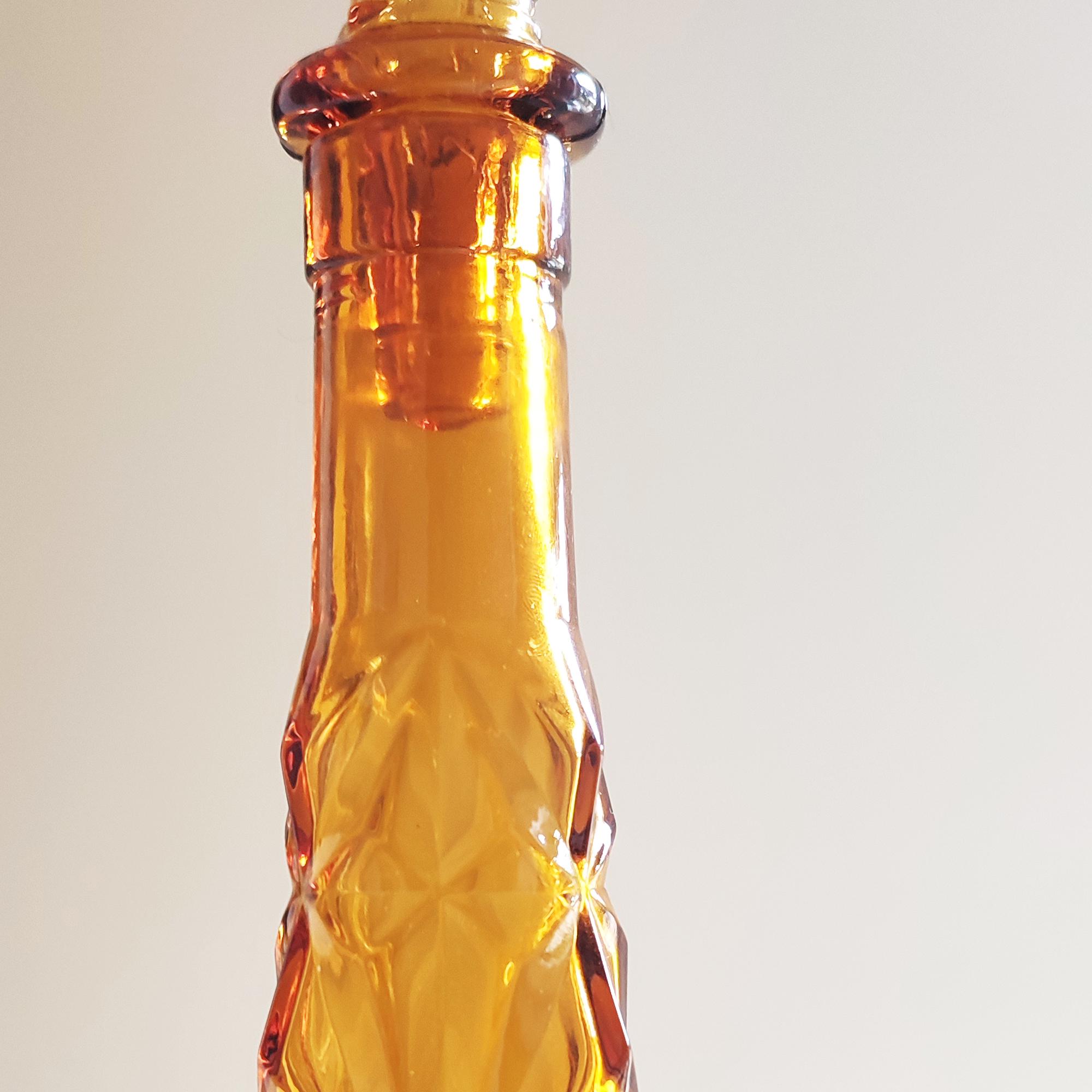 ヴィンテージイタリアンアンバーアートガラス製ジーニーボトル花瓶