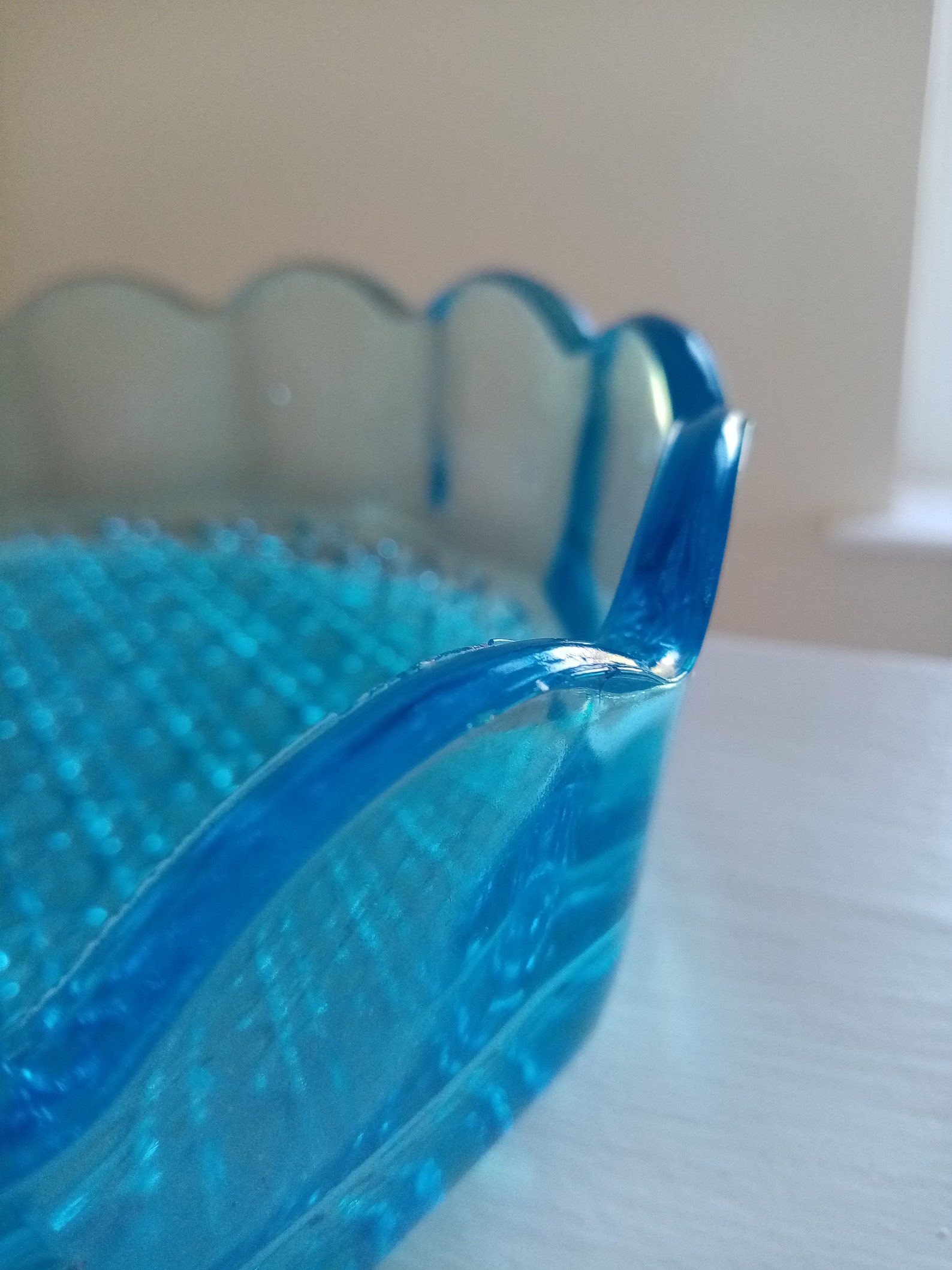 Mid Century Blue Glass Fruit Serving Bowl W/ Brass Plated Etsy