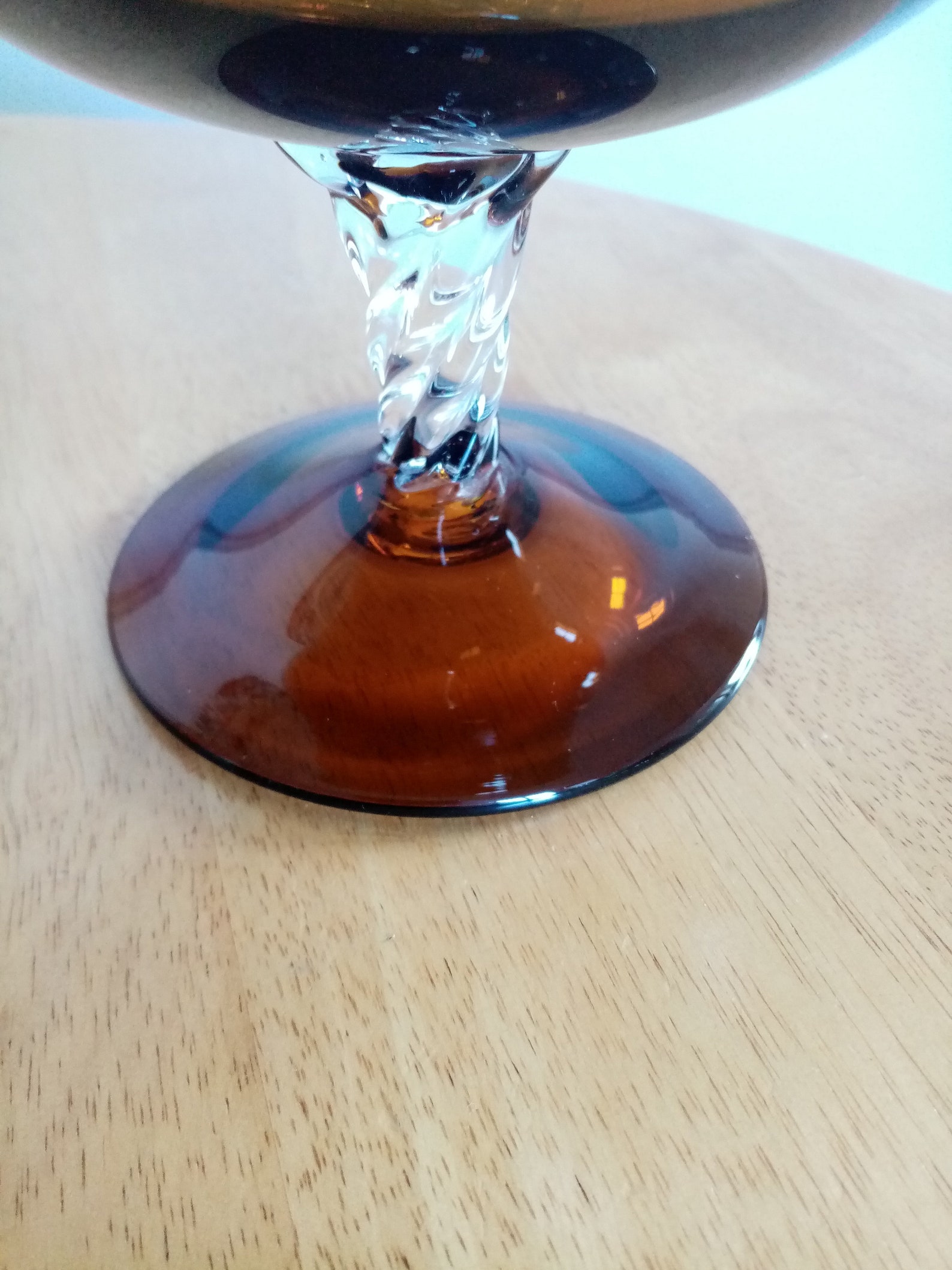 70's MCM Extra Large Amber Brandy Snifter Glass Clear Etsy