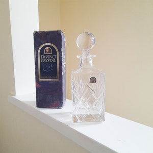 Vintage Italian Cristallo Da Vinci Cut Glass Crystal Whiskey Decanter w/ Ball Stopper - Bourbon, Brandy, Cognac Carafe 24% Pbo -Original Box