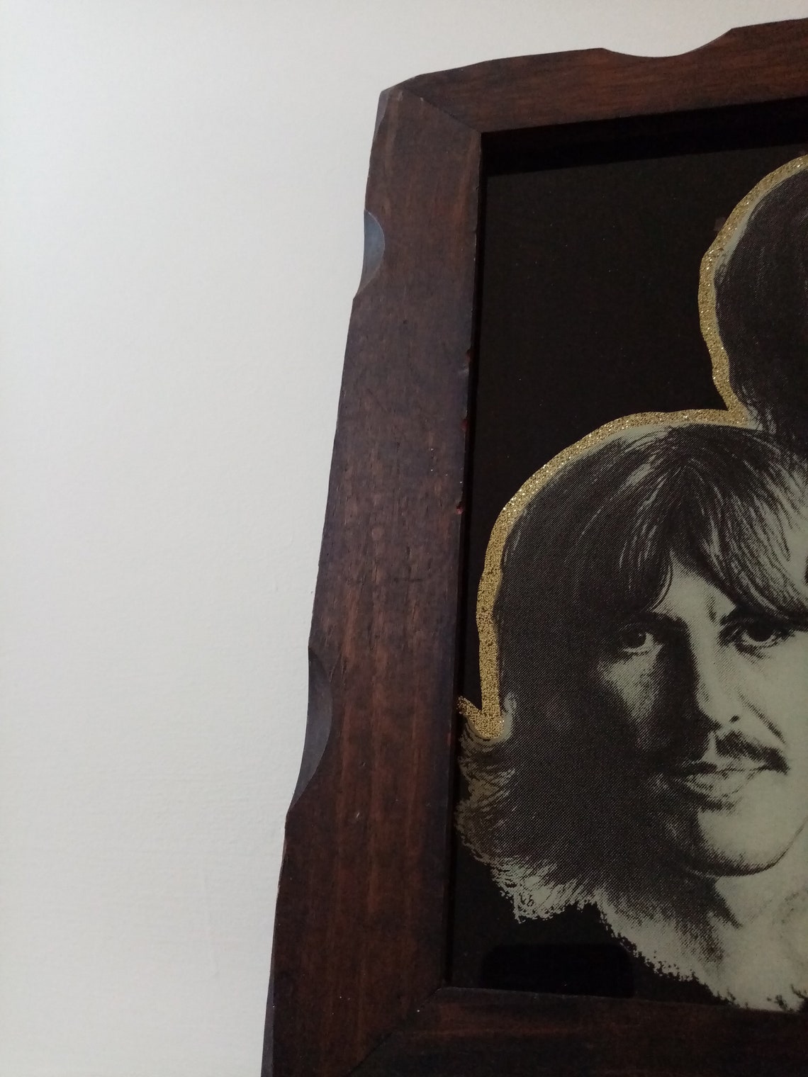 60s Beatles Glass Picture Black Background with Gold Glitter | Etsy