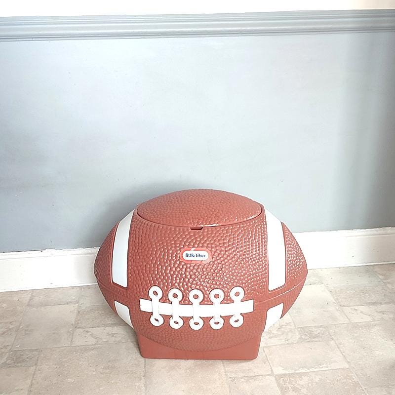 70's Vintage Little Tikes Football, Rugby Ball Toy Storage Box
