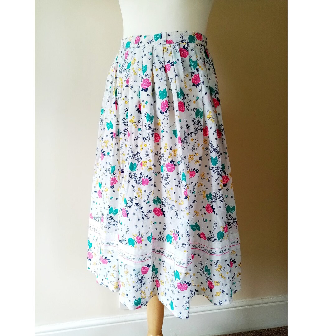 70's Vintage Floral Pleated Maxi Skirt West Germany - Etsy UK