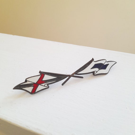 Vintage Triumph Herald Enamel Pin Badge: Crossed Flags, Classic