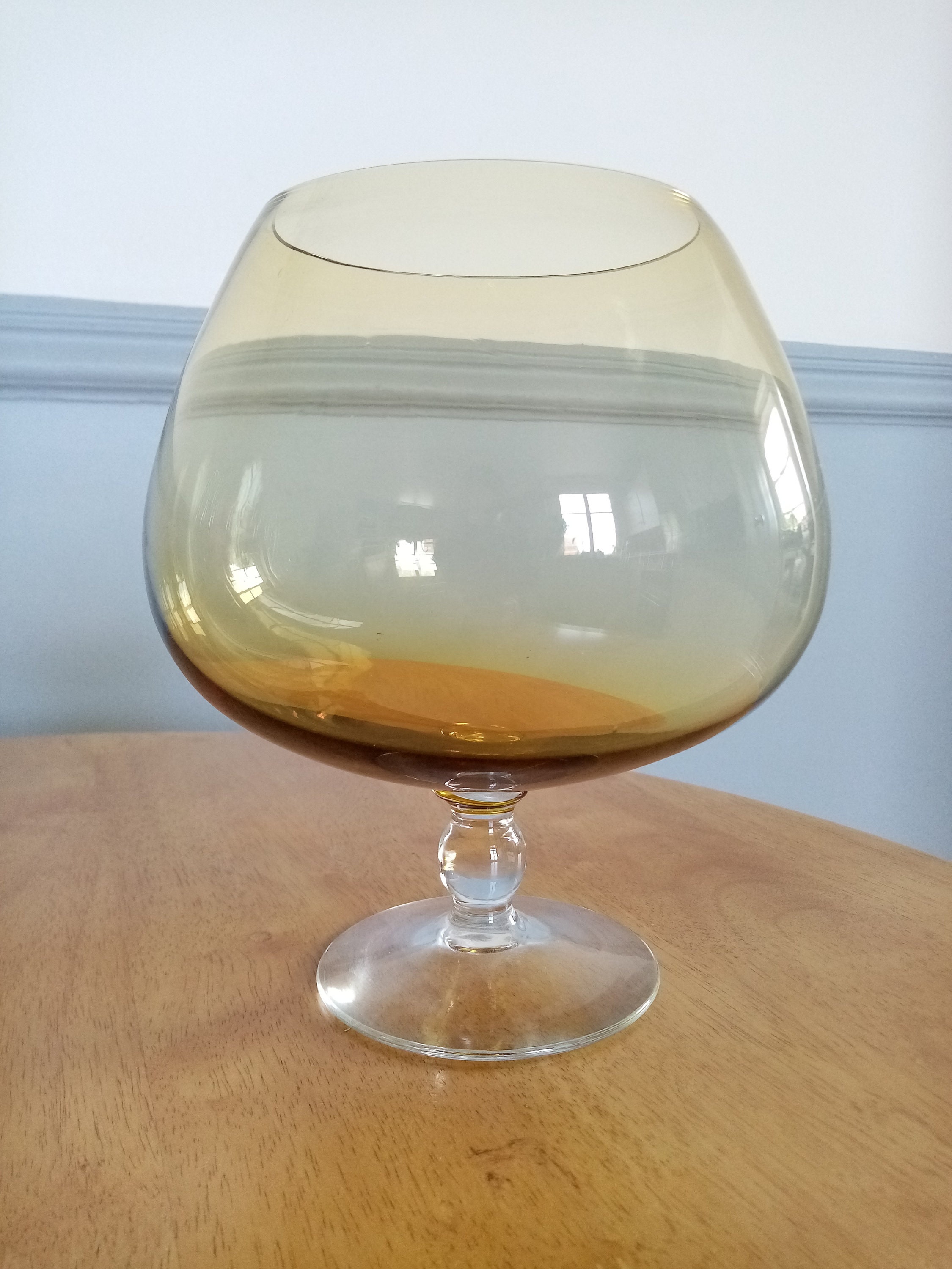 70's MCM Extra Large Light Amber Brandy Snifter Glass Etsy UK