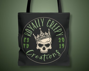 RCC Skull Logo Tote Bag, funny tote bags, fairy grunge, emo gifts, goth bag, creepy gifts, horror gift, alt clothing, punk style, goth gifts