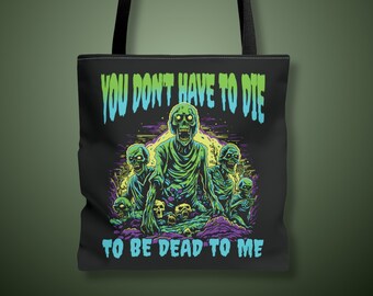 Dead To Me Tote Bag, funny tote bags, fairy grunge, emo gifts, goth bag, creepy gifts, horror gift, alt clothing, punk style, goth gifts